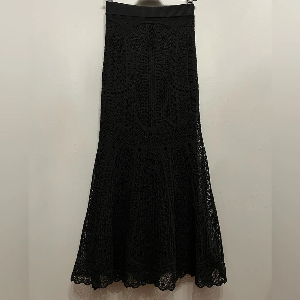 BNWT Alexander McQueen Black Patchwork Lace Midi Skirt, size S - Picture 4 of 12